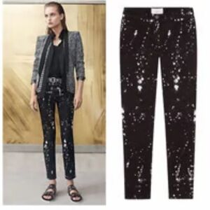 Sandro Paris Black Paint-Splatter Slim Jeans - Women